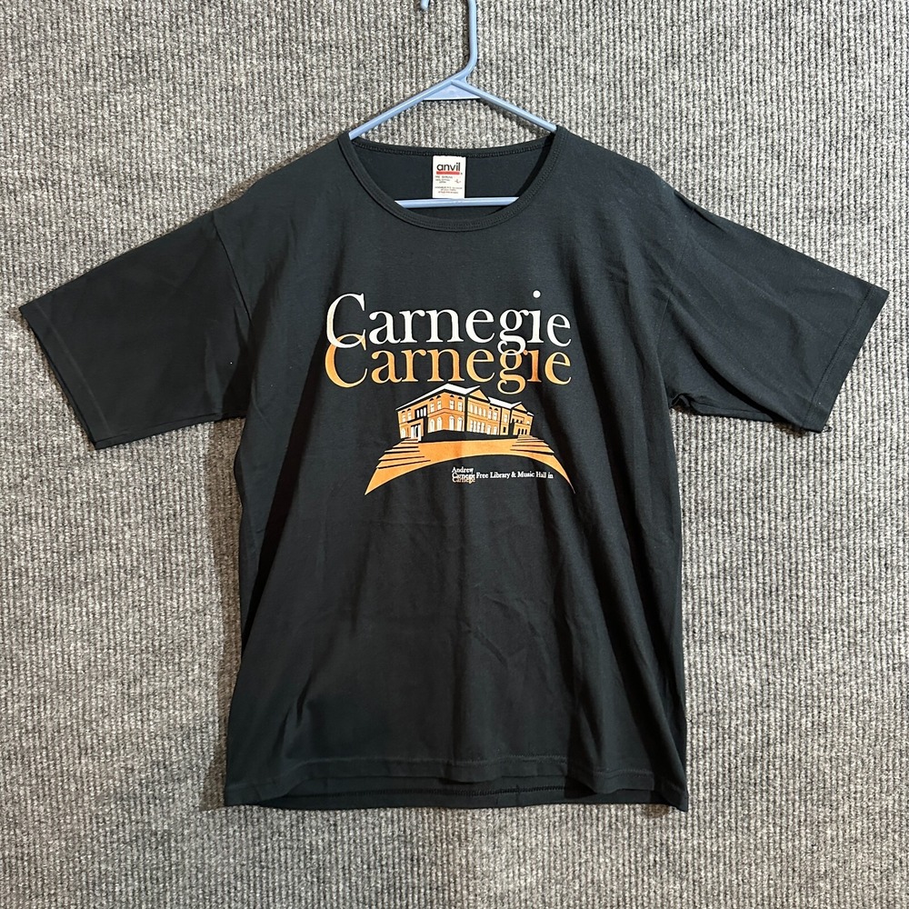 Vintage Carnegie Womens Shirt Size Large Black‎ Cotton Crew Neck Short Sleeve